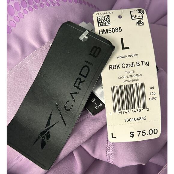 NWT Reebok X Cardi B High-Rise Purple Leggings Large - Picture 9 of 9